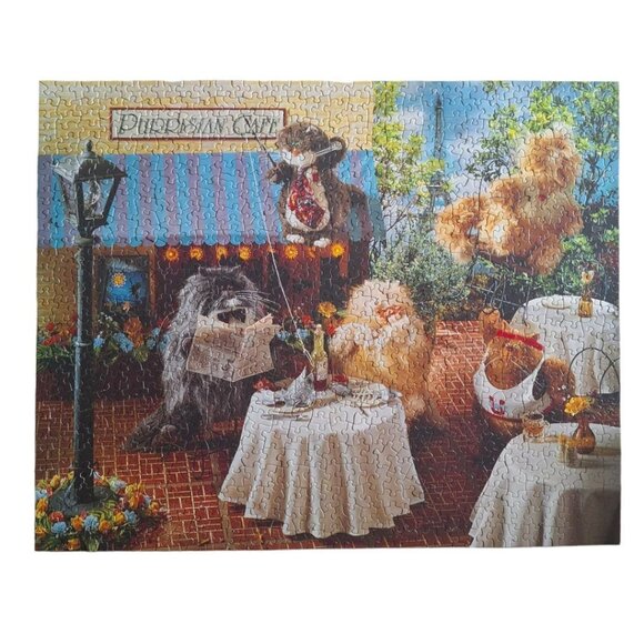 Springbok Hallmark Cats Puzzle Purrrsonality Purrisian Cafe Funny Vintage 1000 - Picture 2 of 11
